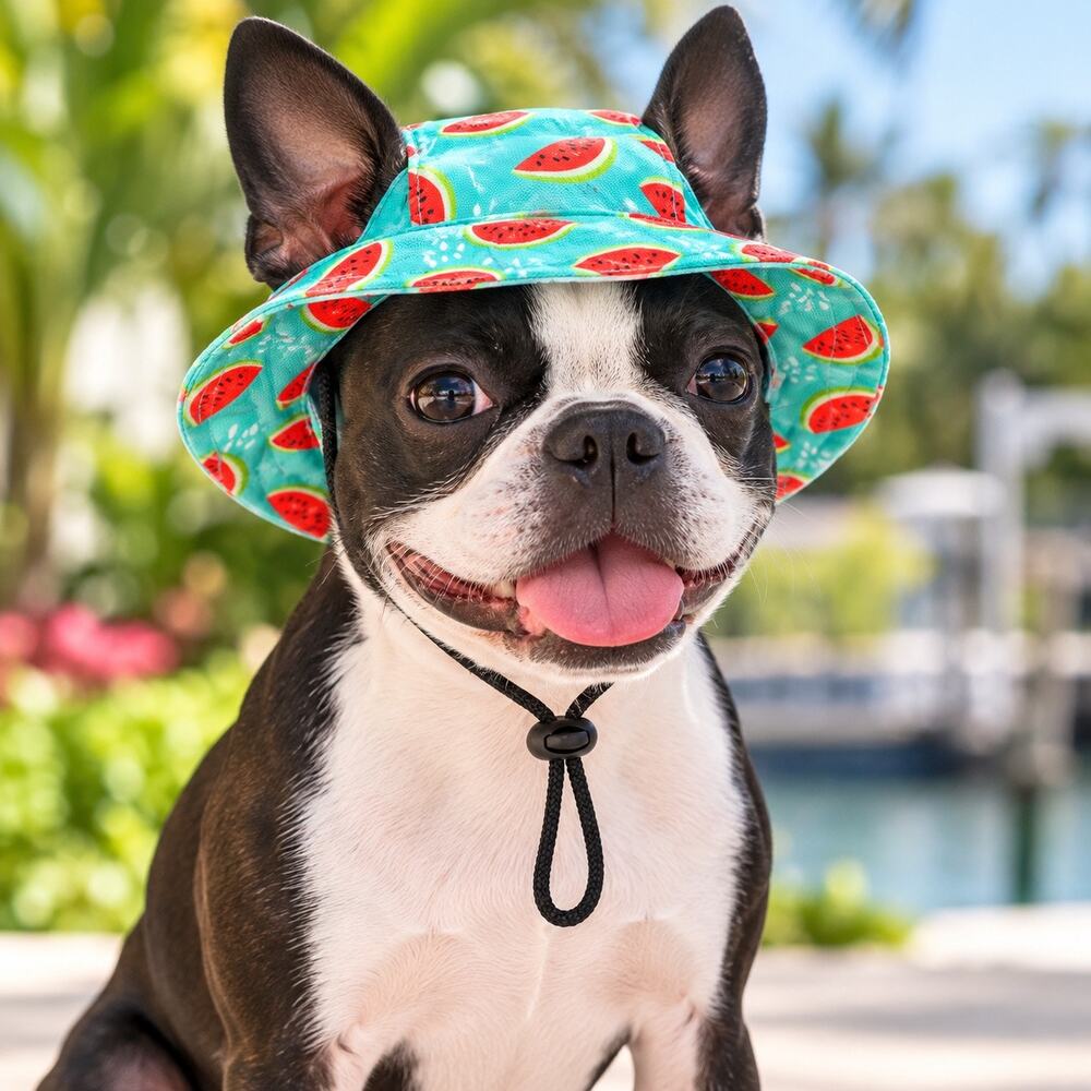 Heart to Tail Dog Pet Hats S/M Set of 2 Watermelon Orange Sun Hats NWT